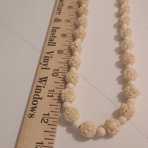 antique celluloid french carved are deco rose bead necklace
